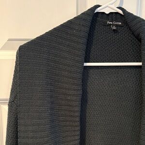 Cozy Open-Front Dark Green Women's Sweater Cardigan